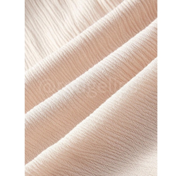 Beige Cream Viscose Greek Goddess Jumpsuit V-Neck Braided Straps Ties - Picture 12 of 14